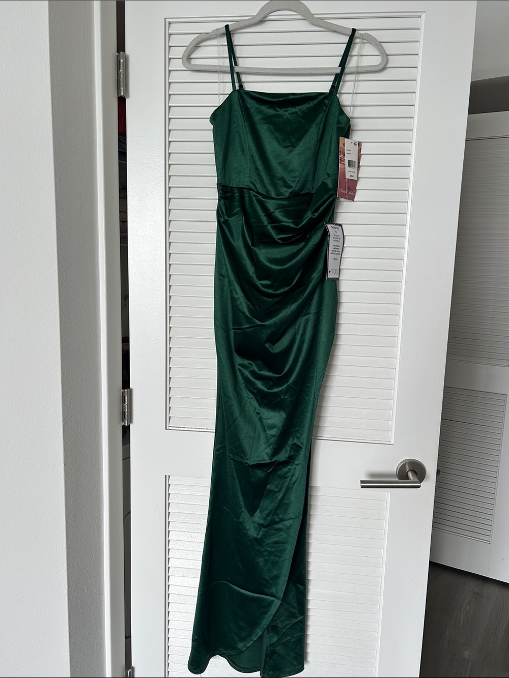 Emerald Sundae Deep Emerald Satin Maxi Slip Dress